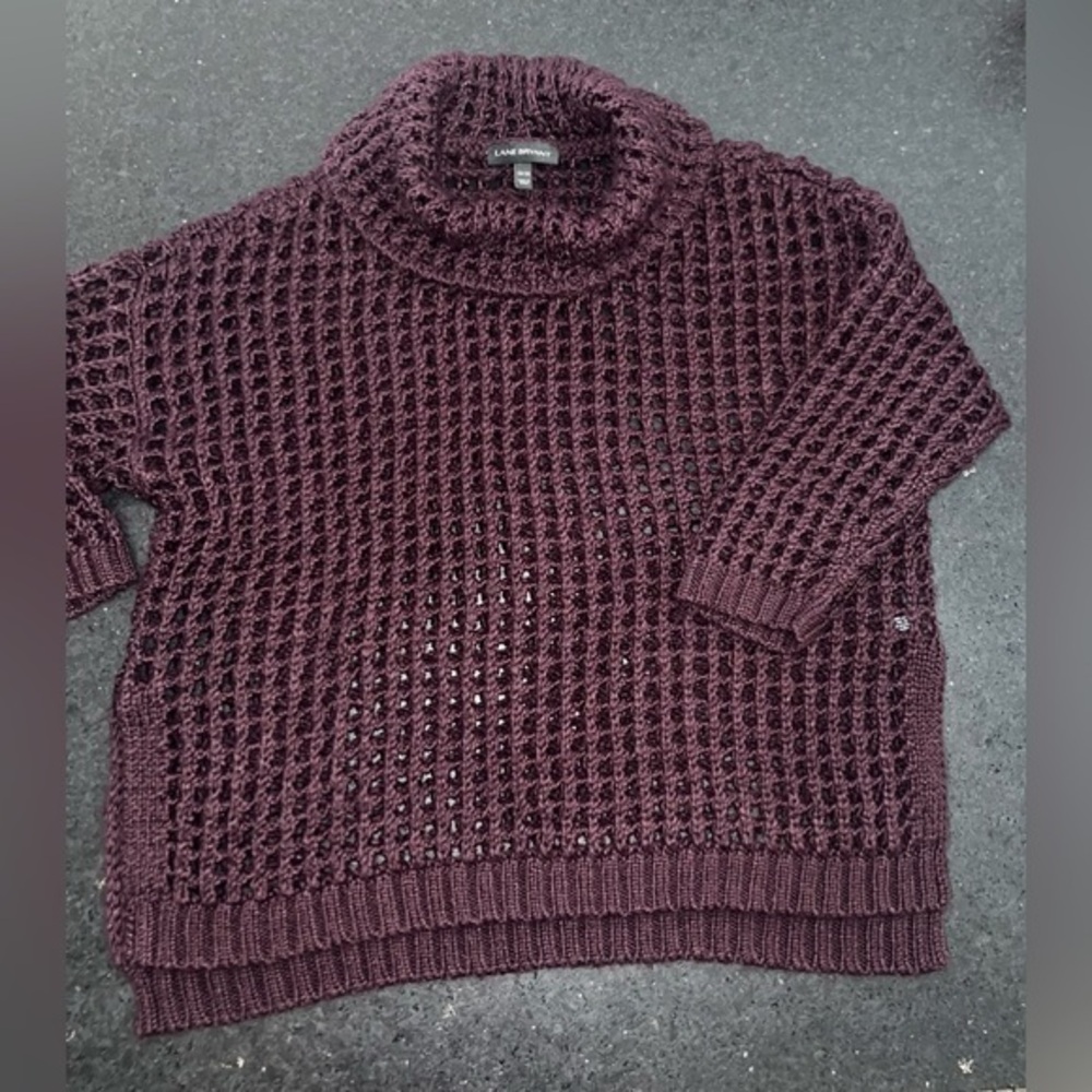 UEC LANE BRYANT EGGPLANT PLUM PURPLE CHUNKY OPEN KNIT SWEATER SZ 18/20